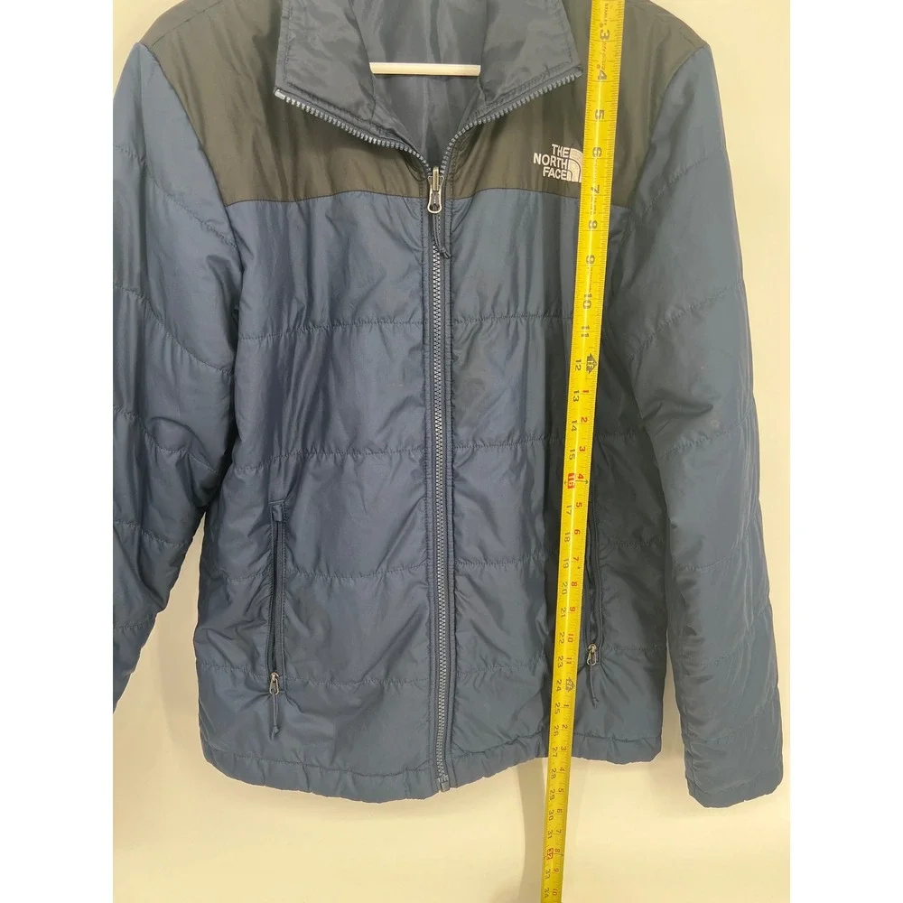 The North Face Mens Puffer Jacket Navy Blue Black Colorblock Insulated‎ Small
